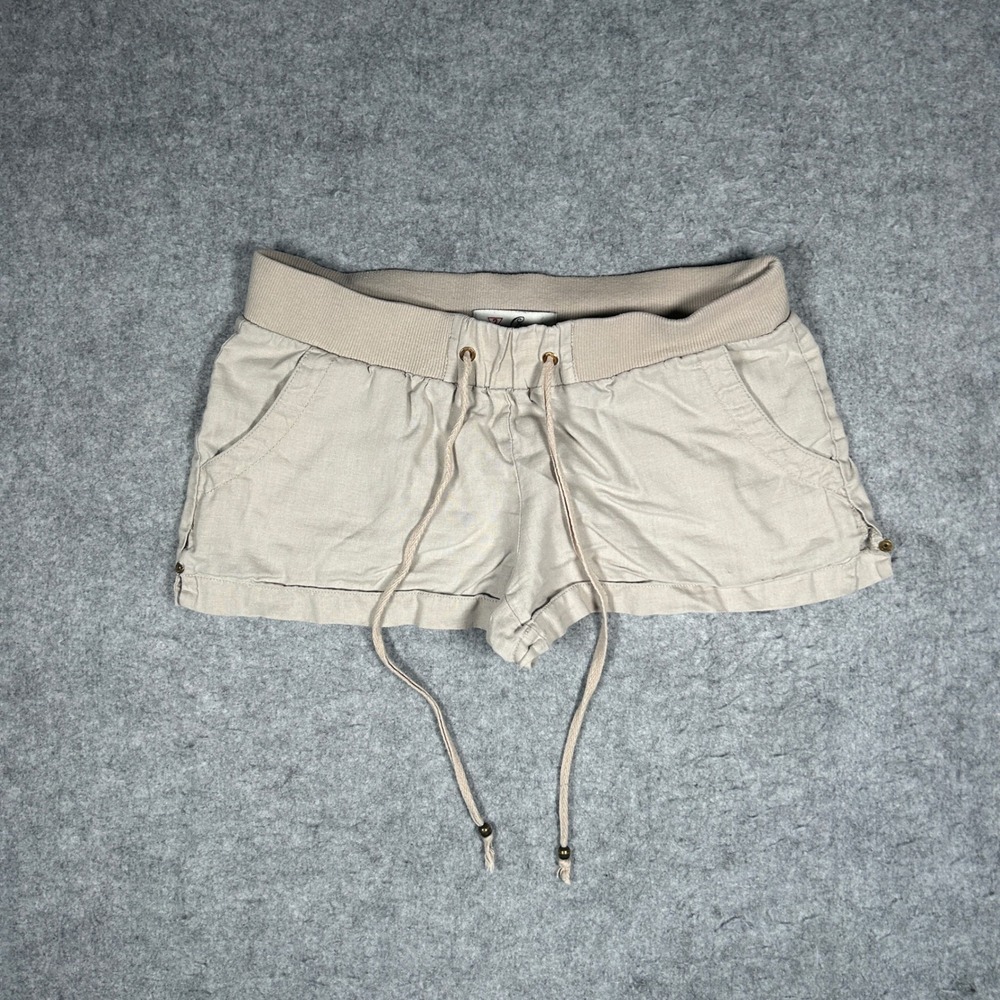 Guess Shorts Womens S Beige Linen Drawstring Elastic Waist Casual Summer Beach